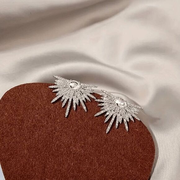 Diamond Starburst Stud Earrings - Picture 4 of 6